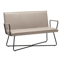 Lavice z koženky Bosco - šedohnědá - černá/šedohnědá, Moderní, kov/dřevo (140/90/62cm) - Bessagi Home