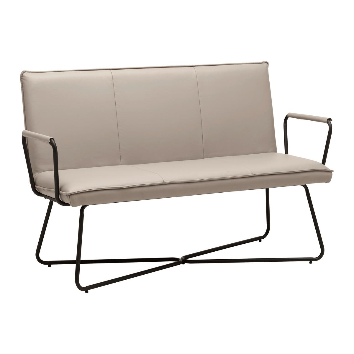 Lavice z koženky Bosco - šedohnědá - černá/šedohnědá, Moderní, kov/dřevo (140/90/62cm) - Bessagi Home