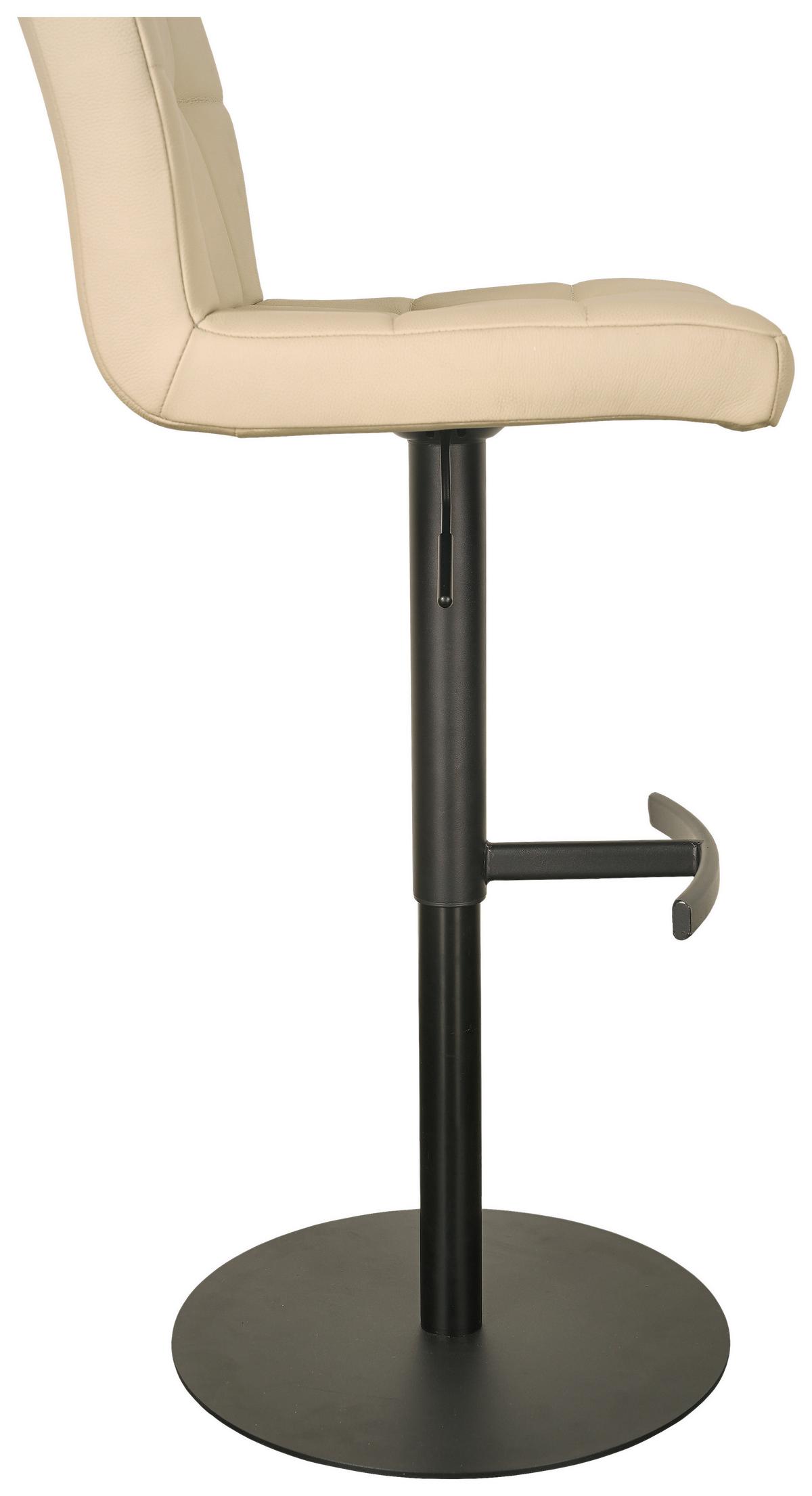 Barhocker Triest Beige B: 43 cm - Beige/Schwarz, MODERN, Leder/Metall (43/92/113/51,5cm) - Livetastic