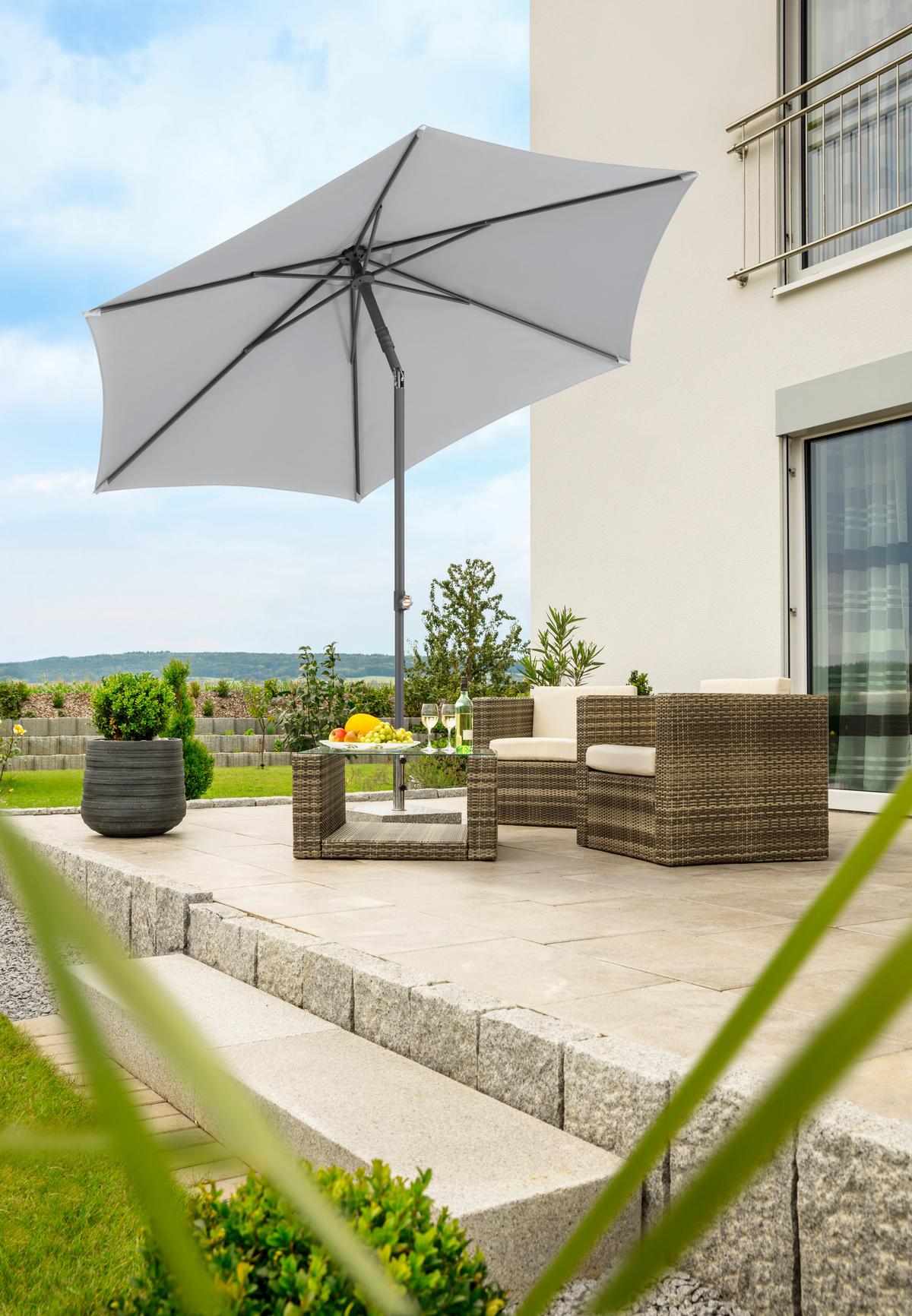 Sonnenschirm Sevilla BxHxT: 270x270x246 cm Silbergrau - Anthrazit/Silberfarben, Basics, Textil/Metall (270/270/246cm) - Schneider