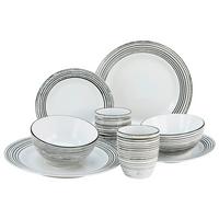 Kombiservice Gomera Keramik 4 Personen Geschirr Set - Schwarz/Weiß, Basics, Keramik - Creatable