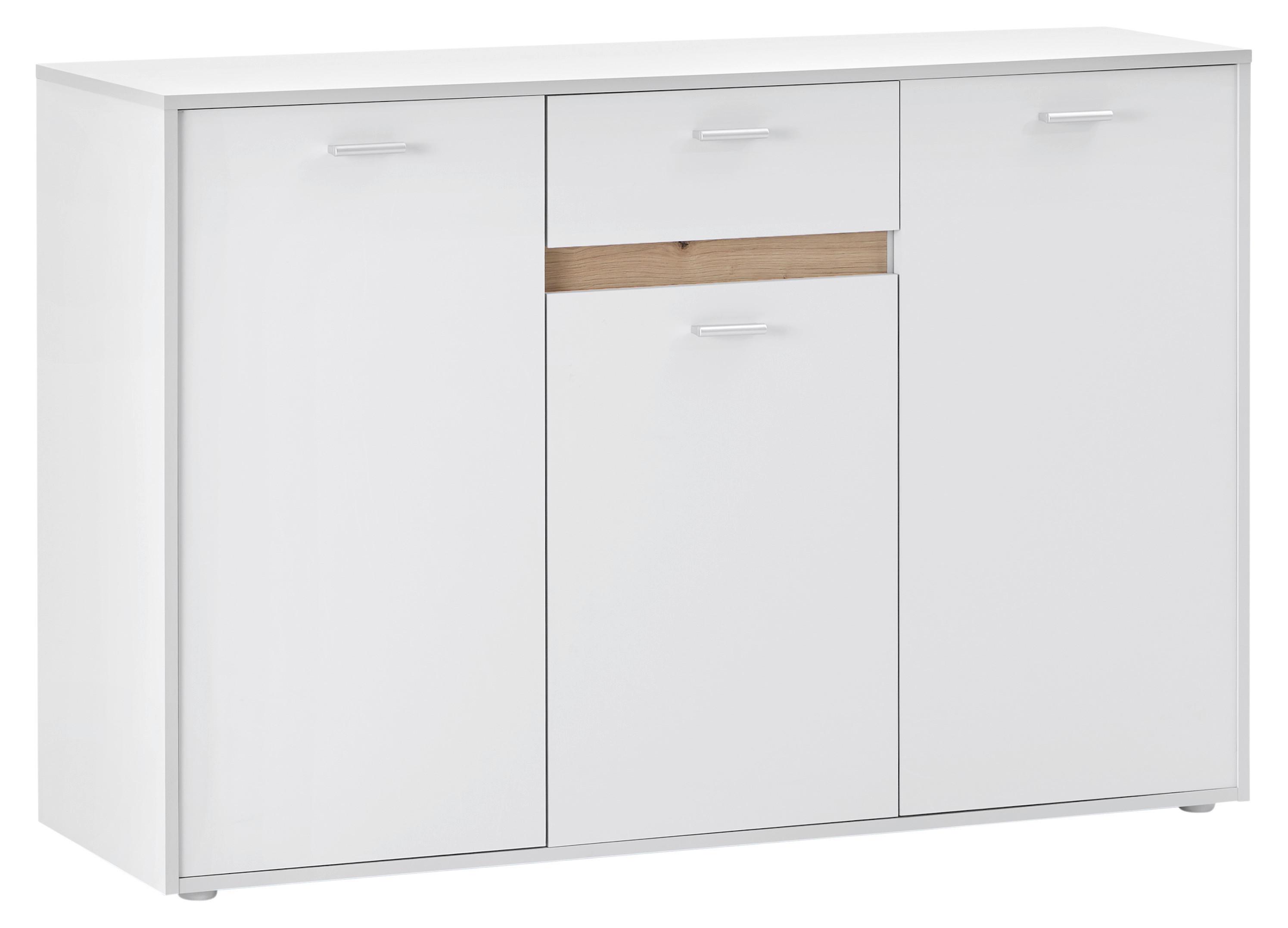 Kommode mit Bügelgriff B: 138,4 cm Slot 3T Hellgrau - Hellgrau, MODERN, Holzwerkstoff (138,4/90/40cm)