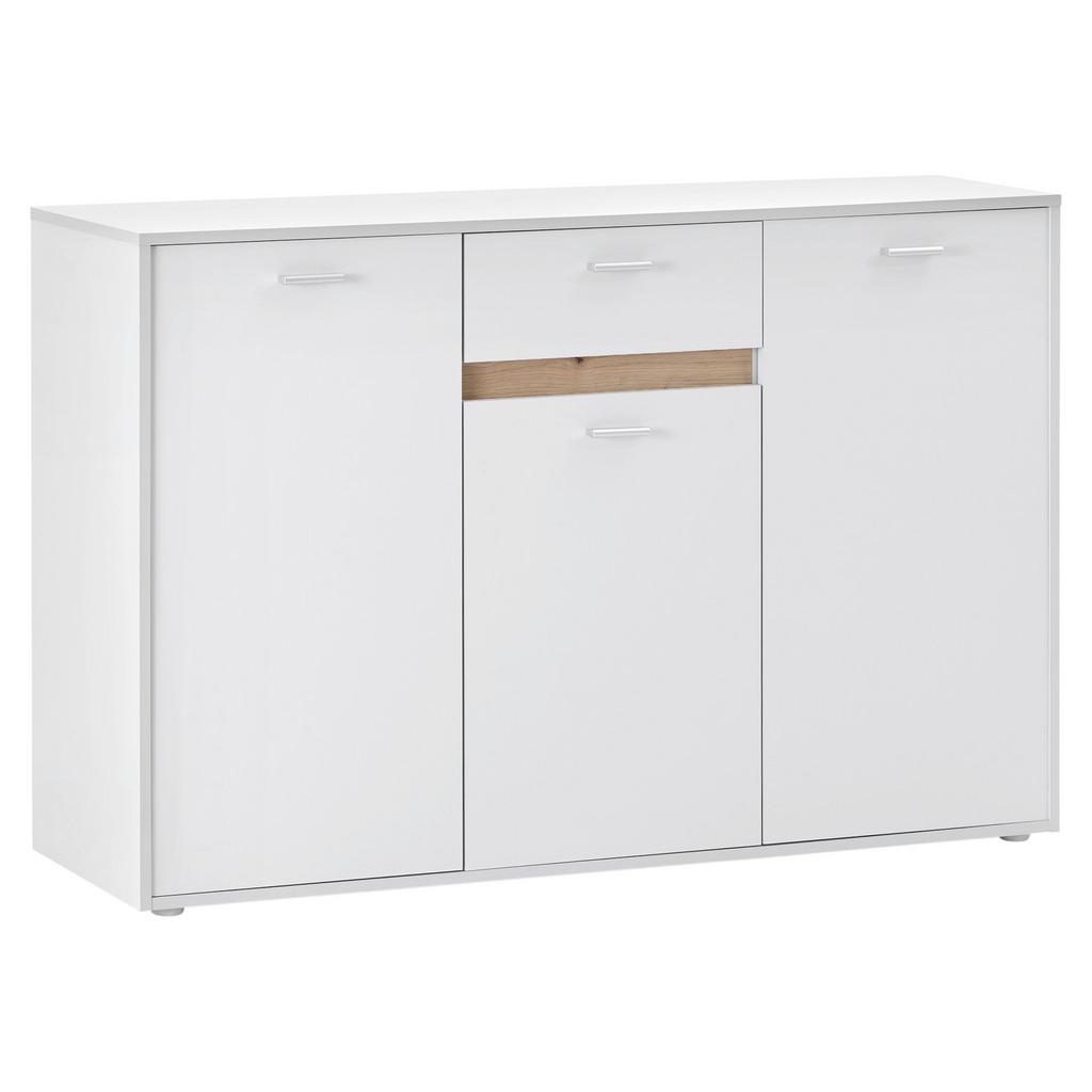 Kommode mit Bügelgriff B: 138,4 cm Slot 3T Hellgrau