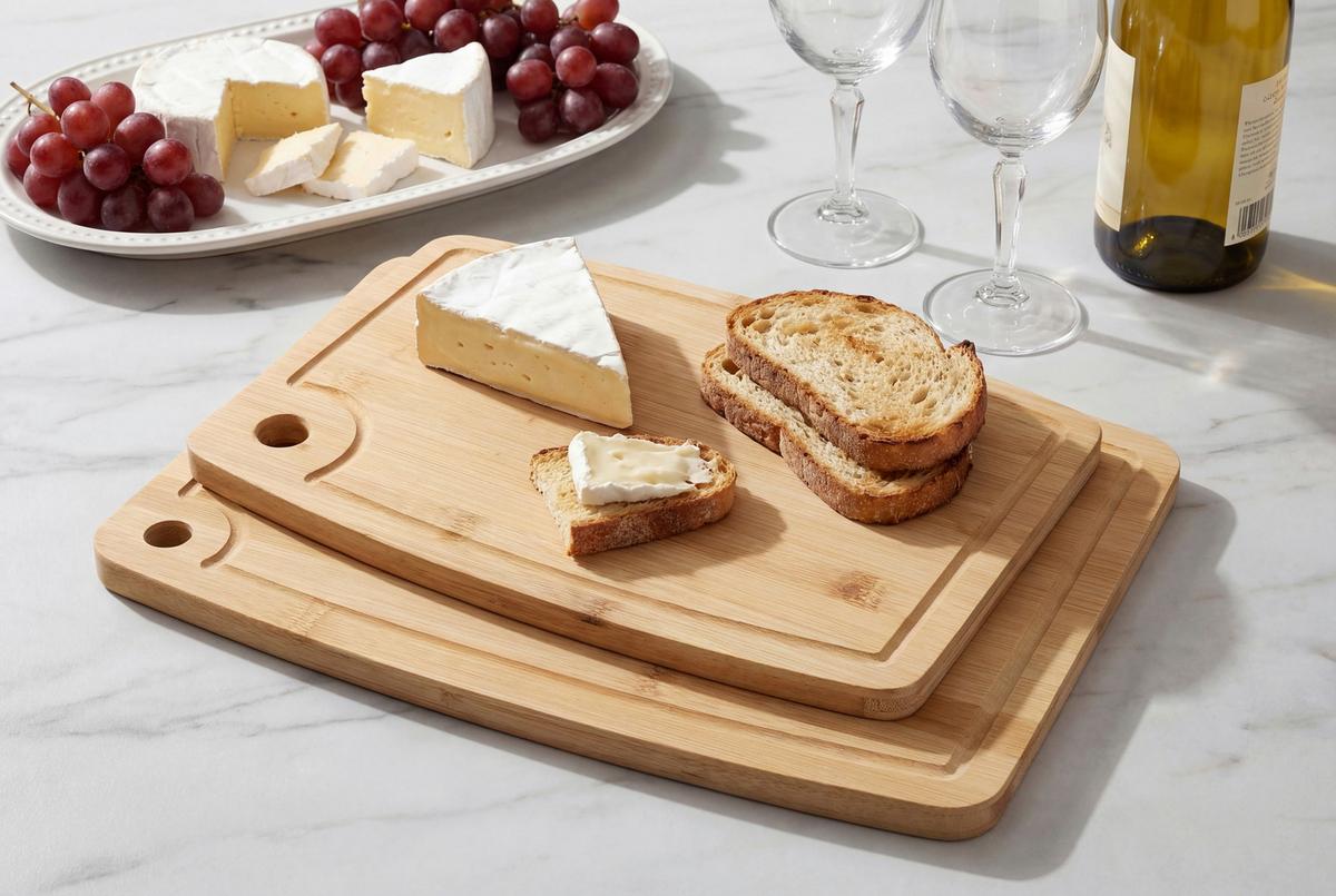 Schneidebrett aus Bambus Theo L: 40 cm - Naturfarben, Basics, Holz (40/30/1,5cm) - Luca Bessoni