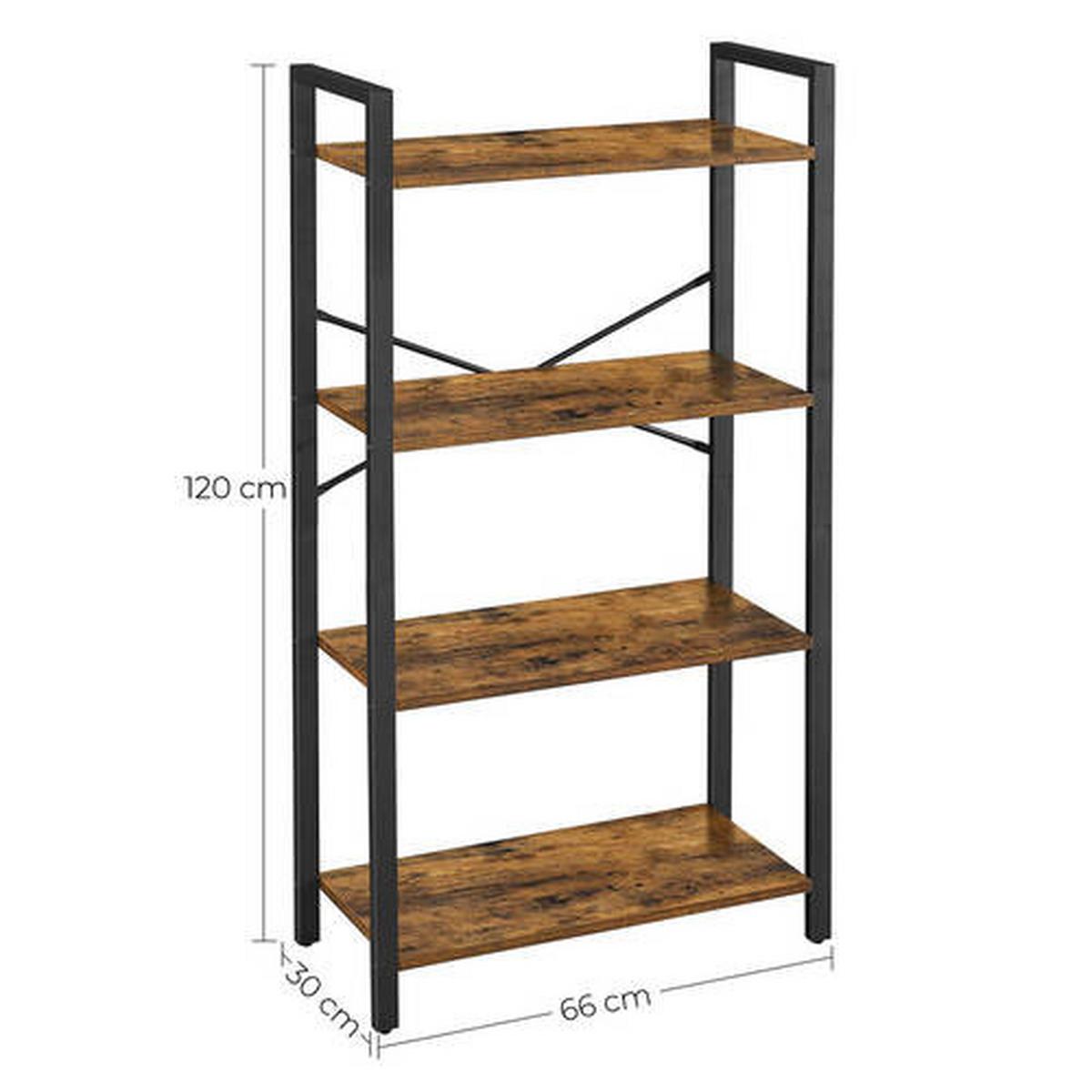 Nástenná knižnica IRON - hnedá/čierna, Basics, kov/kompozitné drevo (66/120/30cm) - Boxxx