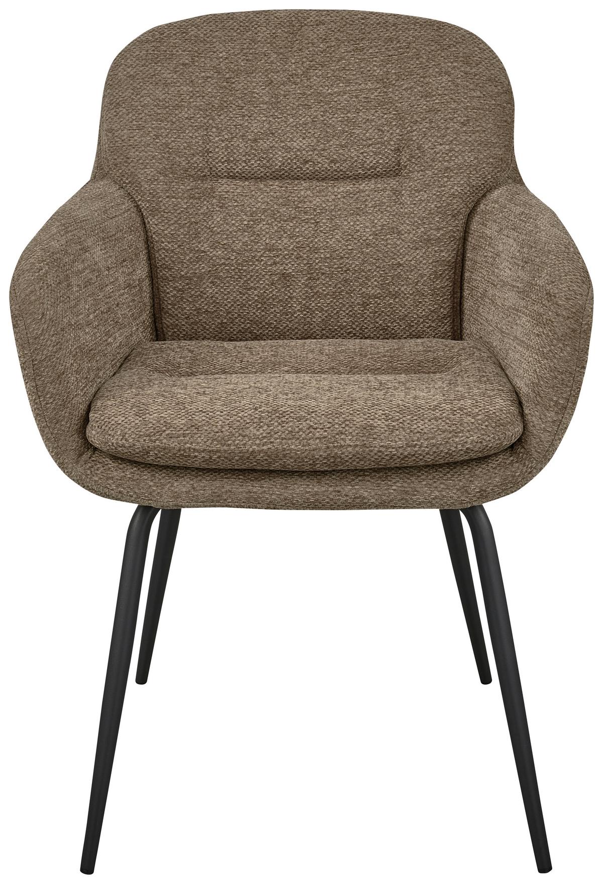 ARMLEHNSTUHL-SET Runa Sandfarben B: 57cm - Sandfarben/Schwarz, MODERN, Textil/Metall (57/82/59cm) - Livetastic