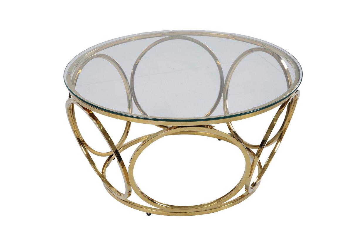 Couchtisch Goldfarben D: 80 Cm - Klar/Goldfarben, Design, Glas/Metall (80/80/40cm) - Livetastic