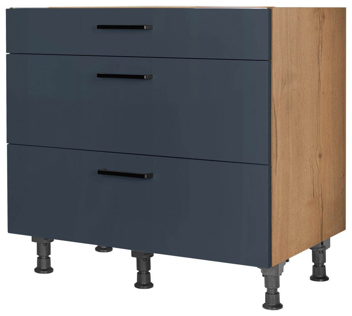 Kochfeldumbauschrank Easytouch - Blau/Eichefarben, MODERN, Holzwerkstoff (90,0/87,0/56,0cm) - Nobilia