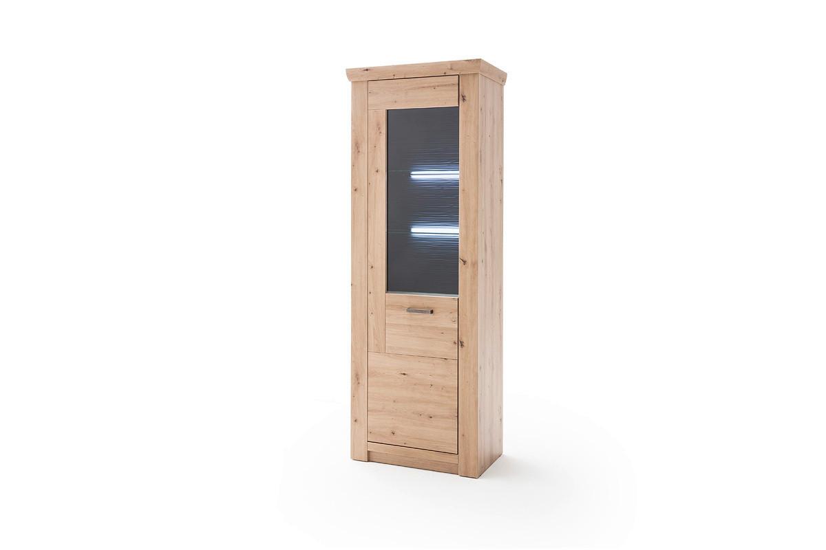 Vitrine B: 74 cm Meran Eichefarben - Eichefarben/Anthrazit, Design, Glas/Holz (74/211/45cm) - Livetastic