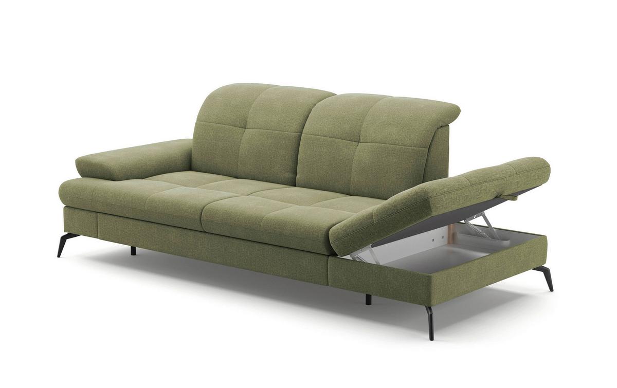 Récamiere Amica E, Hellgrün B: 231 Cm - Schwarz/Hellgrün, KONVENTIONELL, Textil (231/90/122cm) - Sit & More