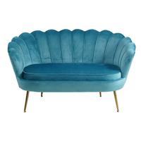 2-sitzer-sofa Blau B: 136 Cm - Blau/Goldfarben, MODERN, Textil (136/78/77cm) - Livetastic