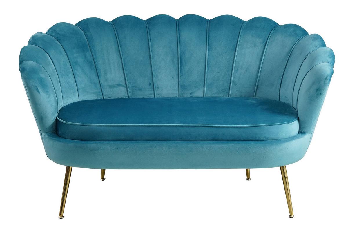 2-sitzer-sofa Blau B: 136 Cm - Blau/Goldfarben, MODERN, Textil (136/78/77cm) - Livetastic