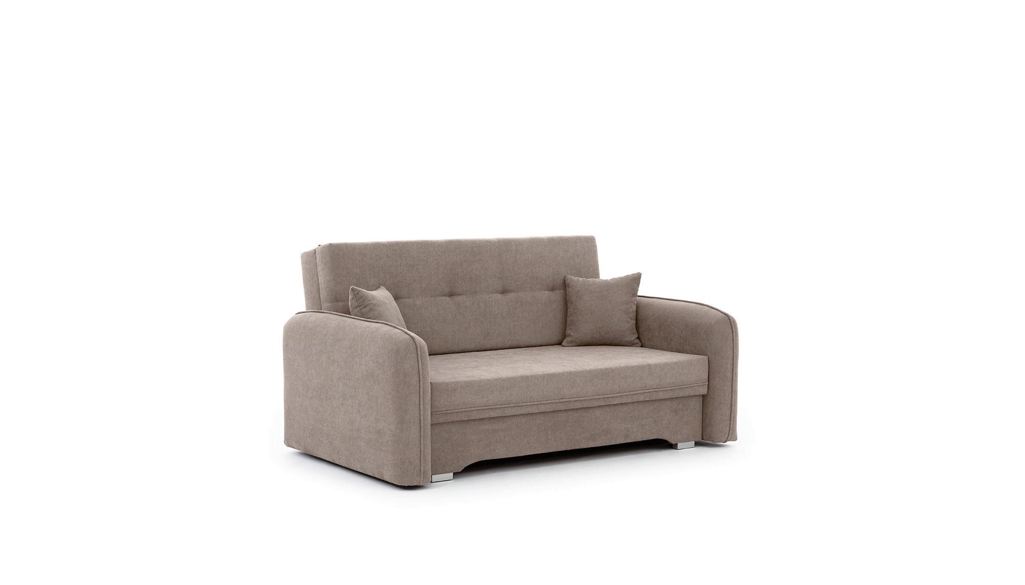 Schlafsofa Laine Hellbraun, B: 155 cm - Hellbraun/Silberfarben, Design, Textil (155/105/75cm) - MID.YOU