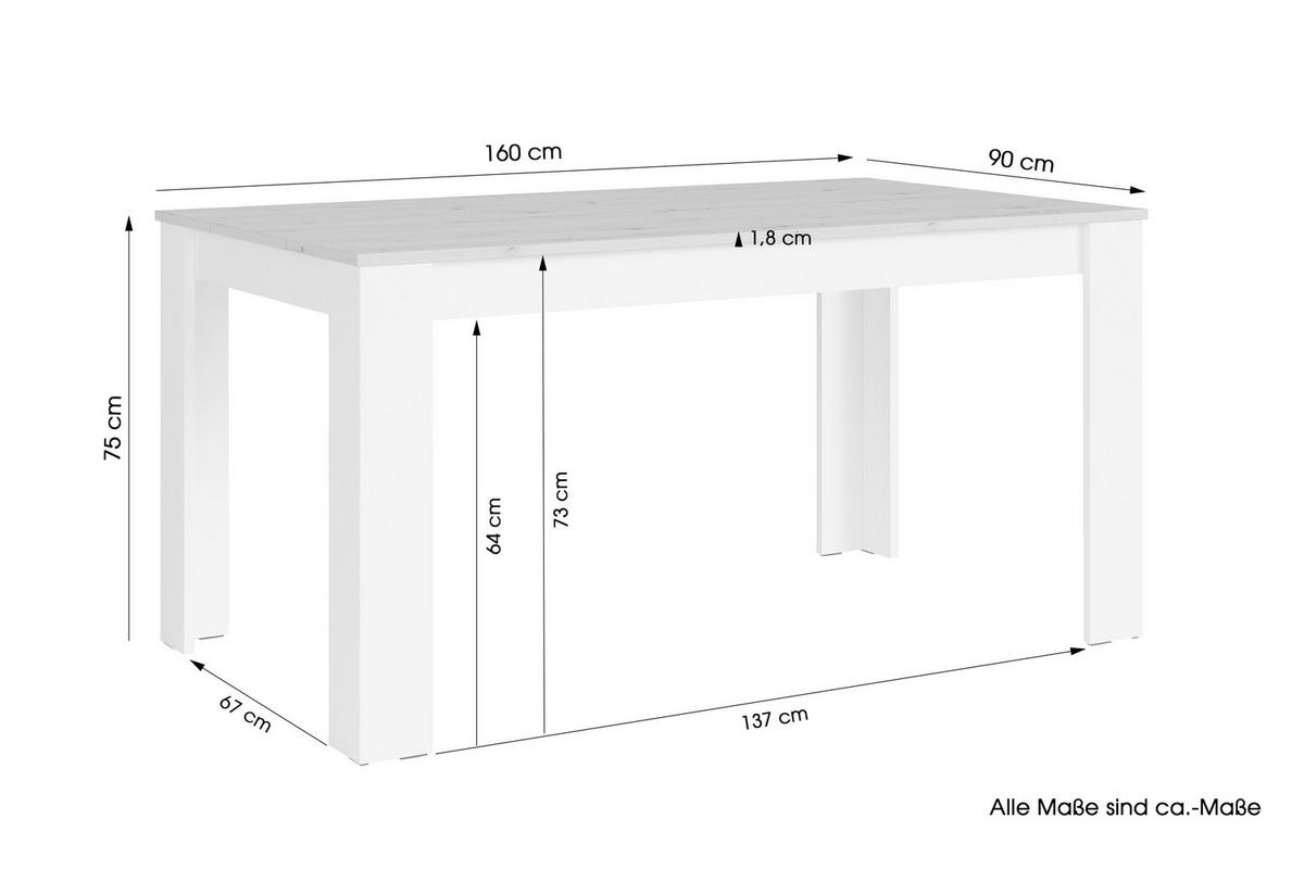 Esstisch Nori - Weiß/Eiche Artisan, MODERN, Holzwerkstoff (160/90/75cm) - MID.YOU