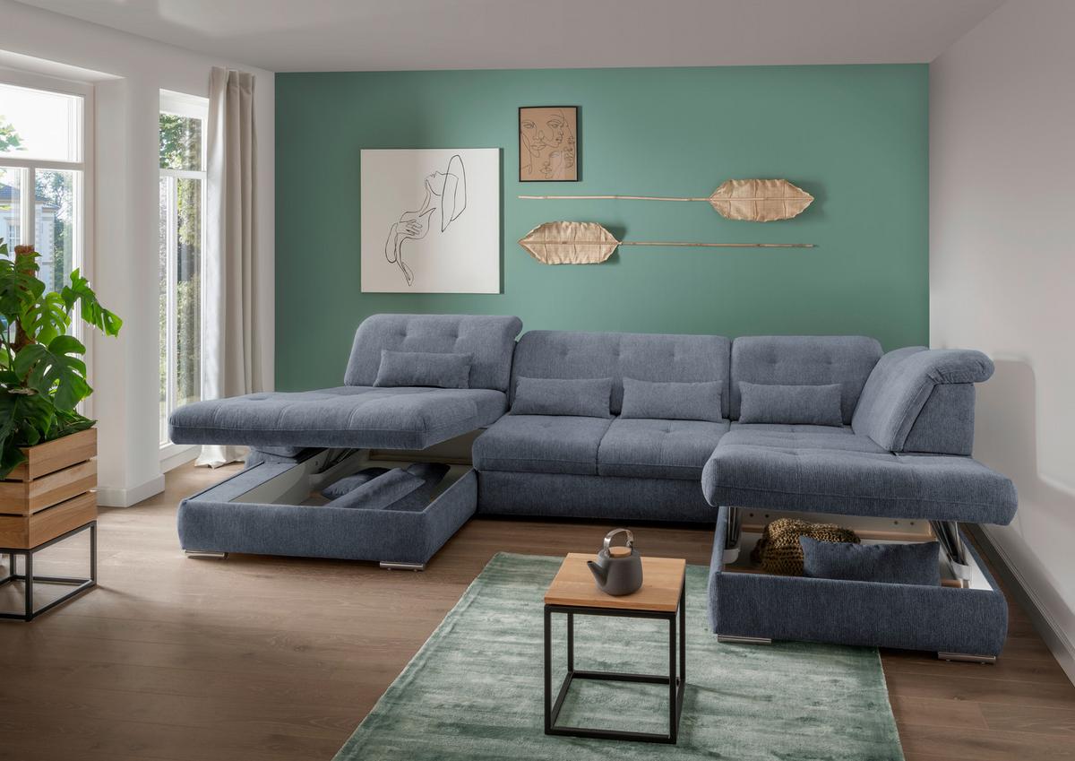 Livetastic Wohnlandschaft Dalida Mit Schlaffunktion Hellblau