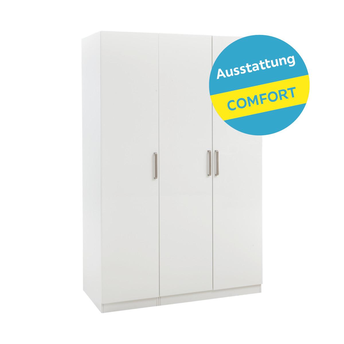 Drehtürenschrank Mit Schubladen 136,7cm Unit Weiß - Weiß, MODERN, Holzwerkstoff (136,7/210/58,3cm) - Ondega