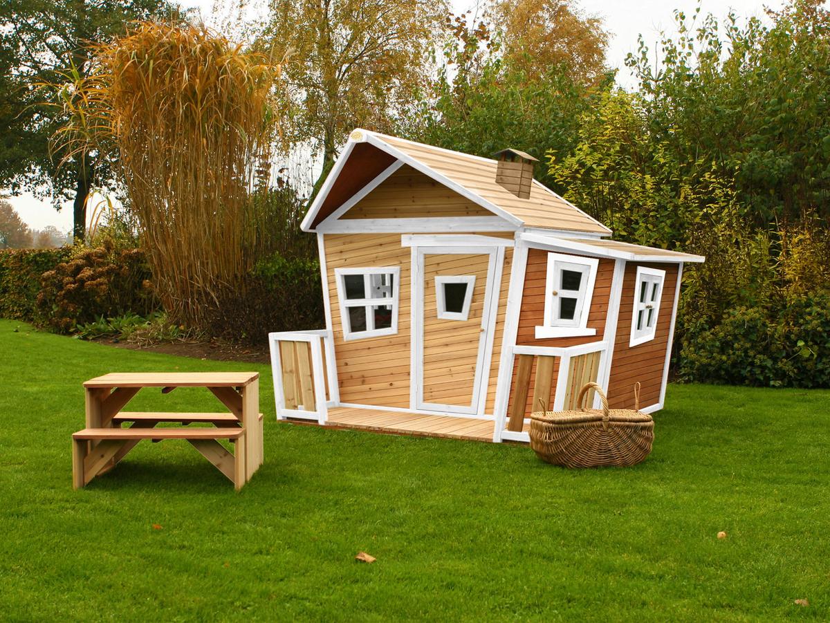 Spielhaus A030.107.01 - Braun/Weiß, KONVENTIONELL, Holz (220/174/193cm) - Ambia Garden