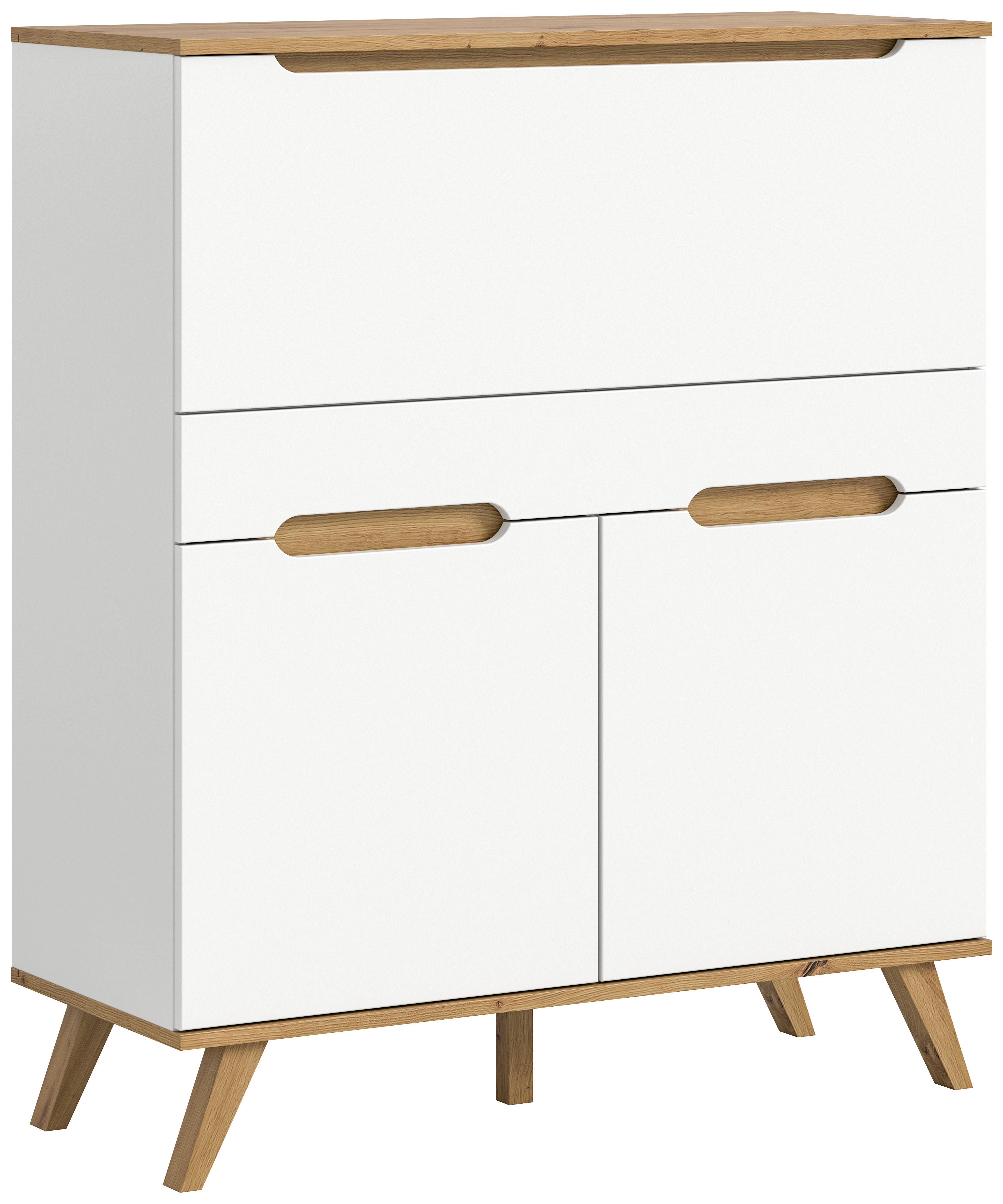 Sekretär Stockholm Eichefarben/weiß B: 100 Cm - Eichefarben/Weiß, Design, Holzwerkstoff (100/118/40cm) - MID.YOU