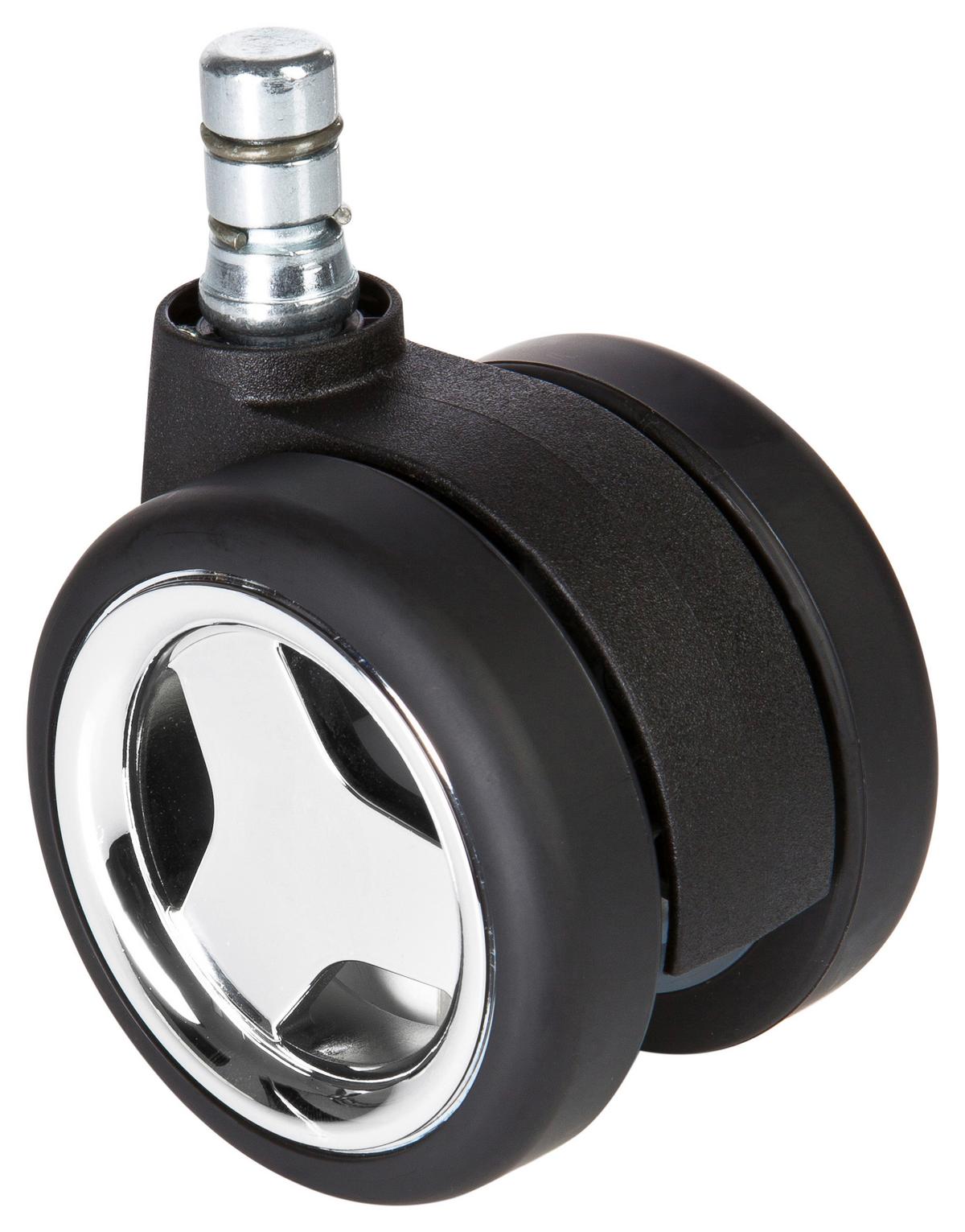 Bürostuhlrollen Rolo Game Schwarz/chrom Ø6 Cm 5er-Set - Chromfarben/Schwarz, Basics, Kunststoff/Metall (5,1/6,7/6cm) - MID.YOU
