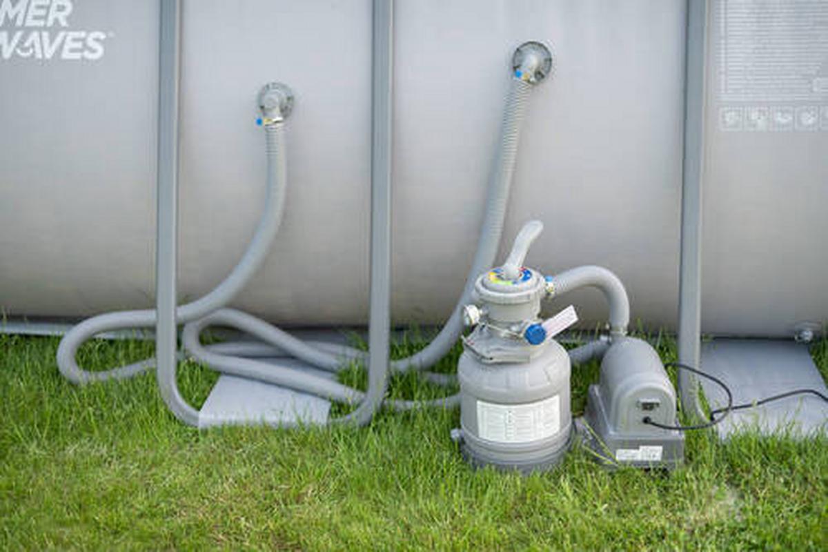 Aufstellpool Rechteckig D: 274 Cm - Anthrazit, KONVENTIONELL, Kunststoff/Metall (274/132/549cm)