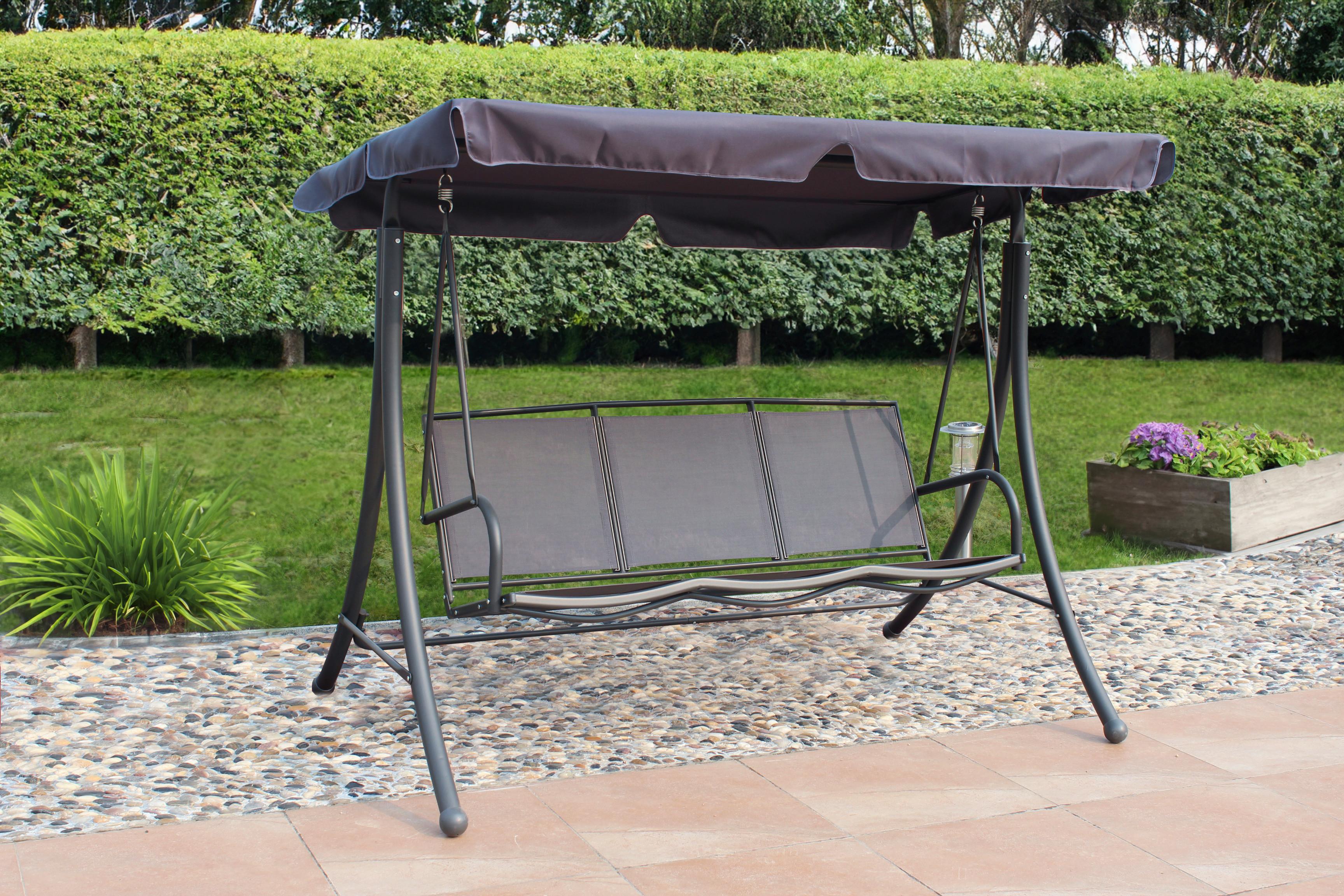 Hollywoodschaukel Anna - Schwarz/Grau, Basics, Kunststoff/Metall (201/159/130cm) - Gardenson