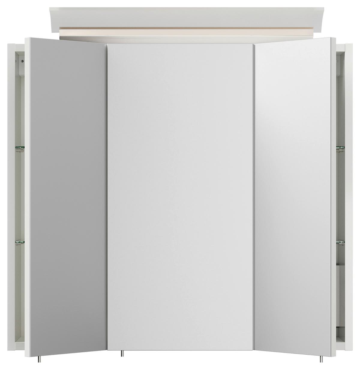 Spiegelschrank Weiß Hochglanz B: 70 cm - Weiß Hochglanz, MODERN, Glas/Holzwerkstoff (70/62/17cm) - MID.YOU