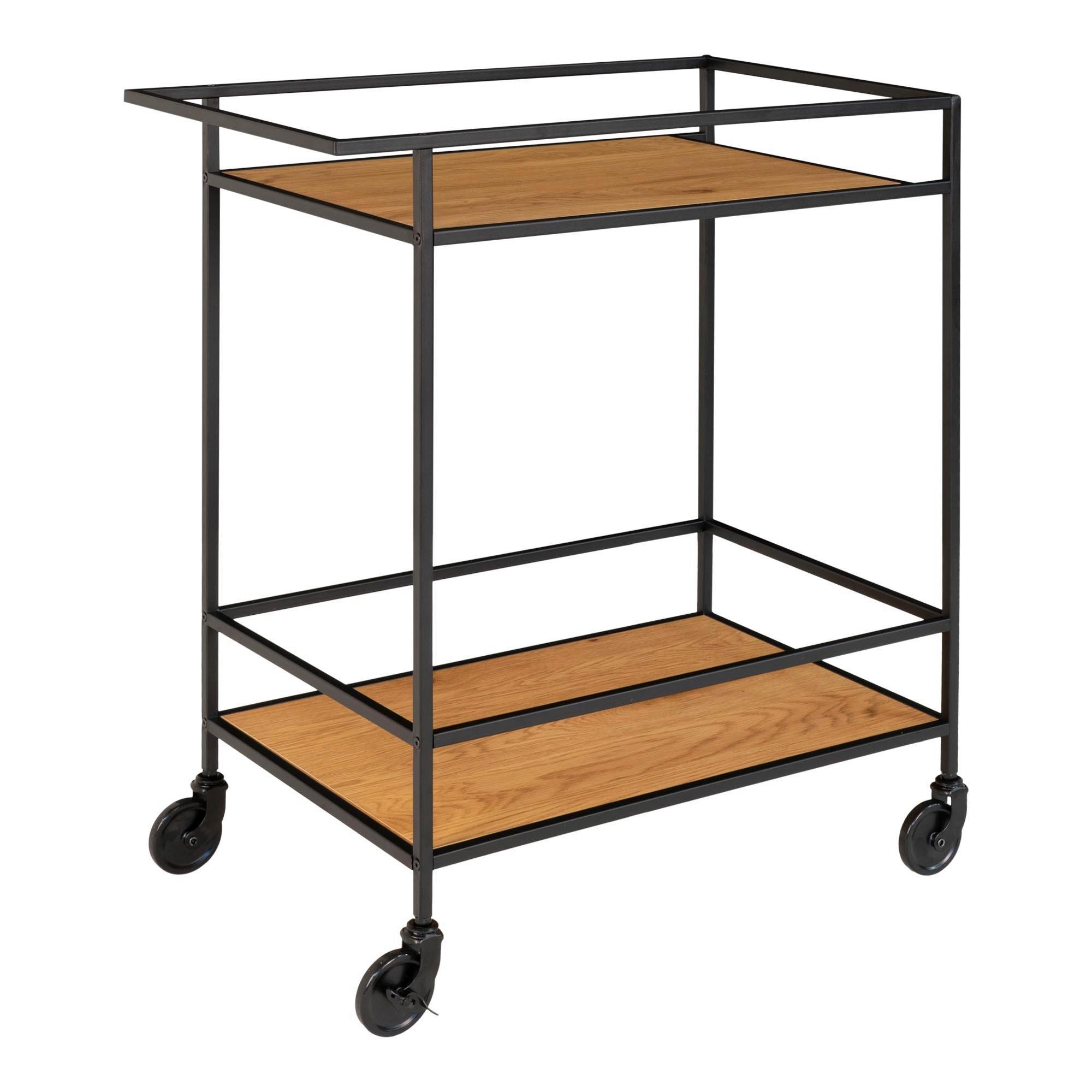 Servierwagen Vita Schwarz/hellbraun B: 40cm - Hellbraun/Schwarz, Basics, Holzwerkstoff/Metall (40/79/68cm)