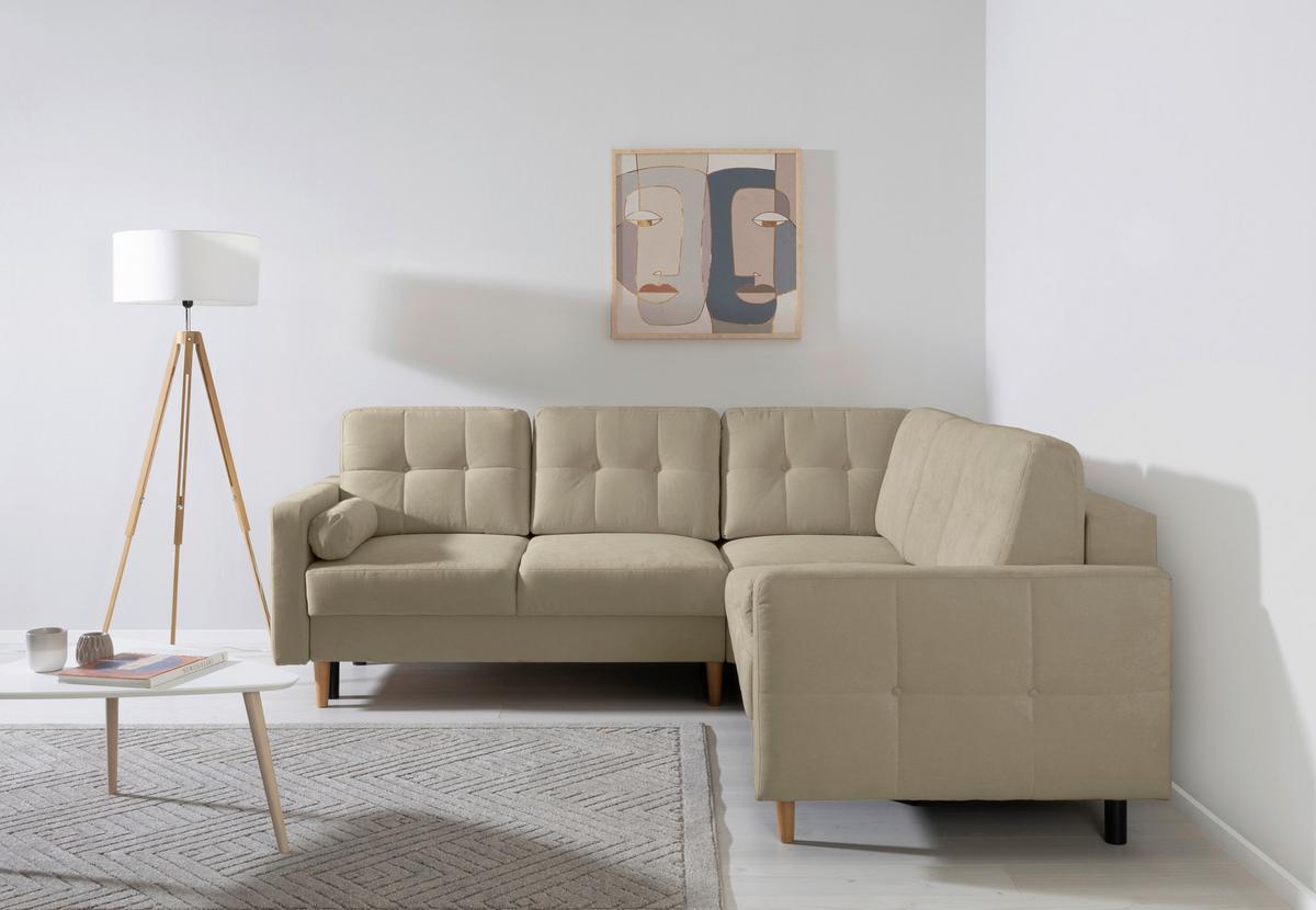 Ecksofa Noret, Taupe S: 242x242 Cm - Taupe/Buchefarben, Design, Textil (242/242cm) - MID.YOU