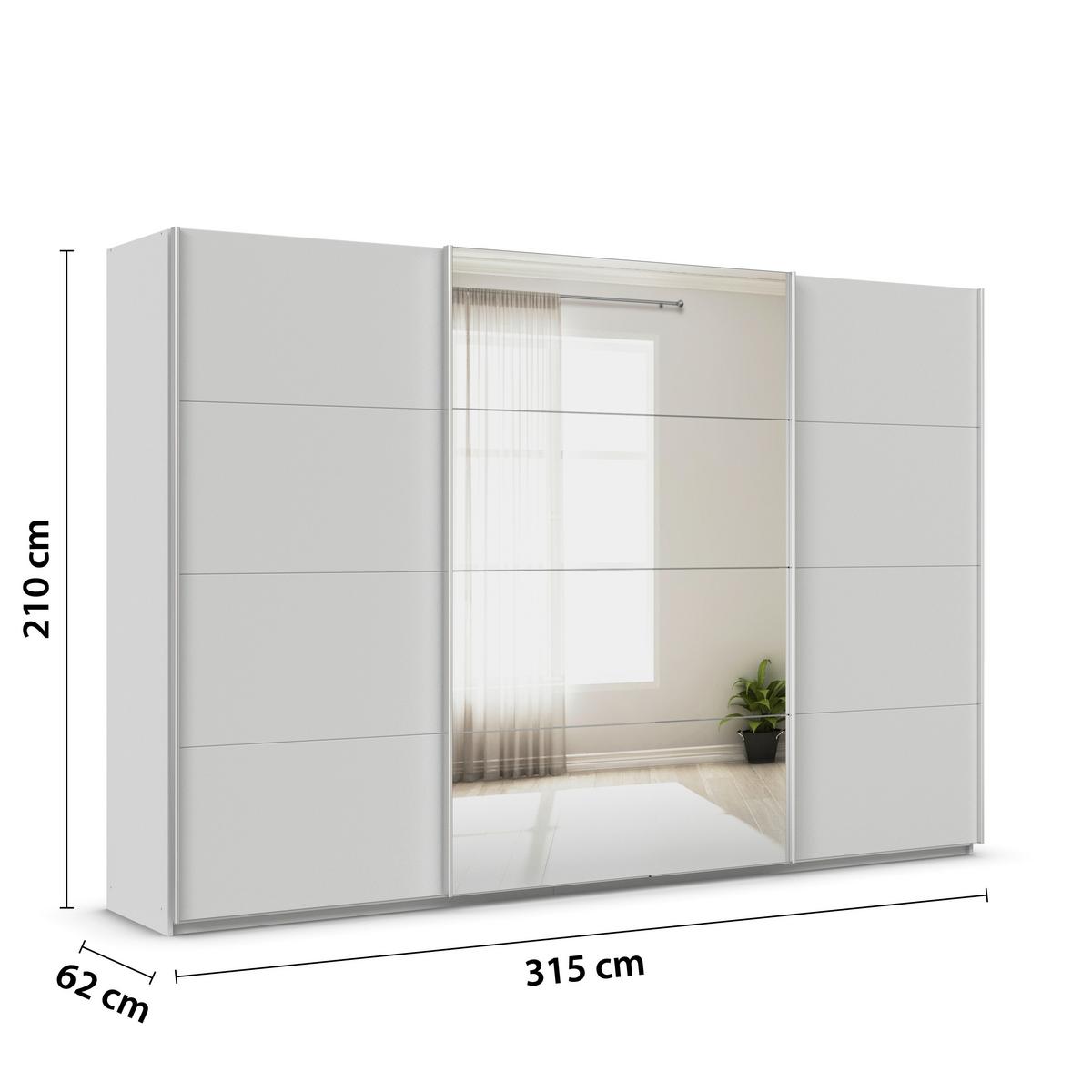 Tolóajtós Szekrény Feldkirch 315/210 Cm - világosszürke/ezüst, Modern, faalapú anyag (315/210/62cm)