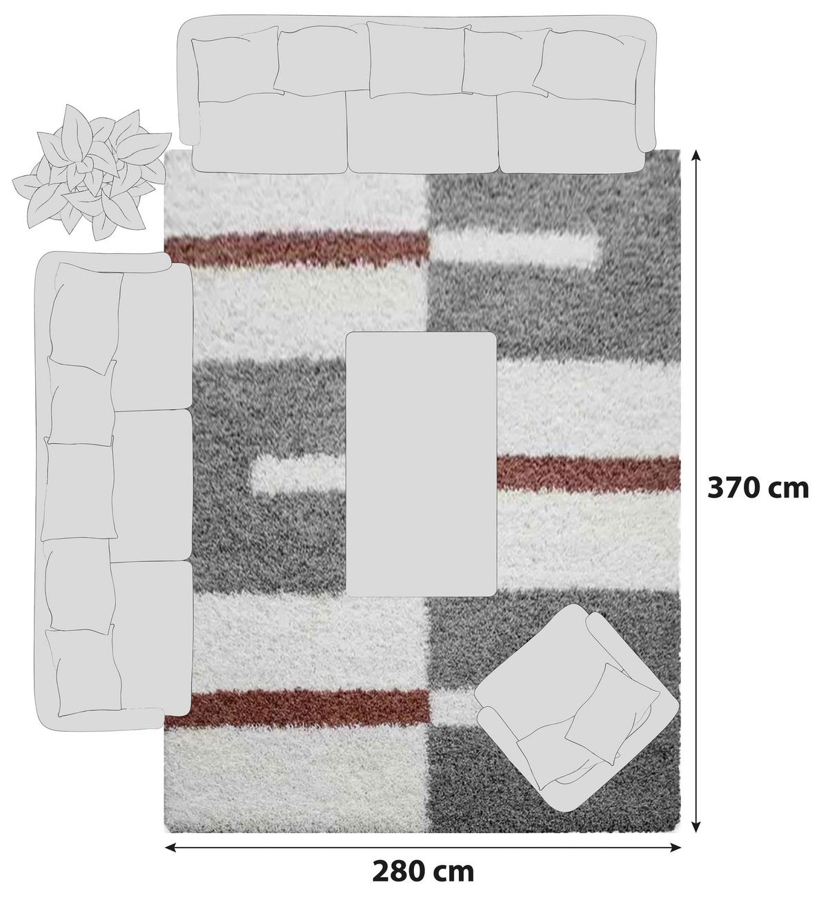 Hochflor Teppich Terra Cotta Gala 280x370 Cm - Terracotta, Design, Textil (280/370cm)