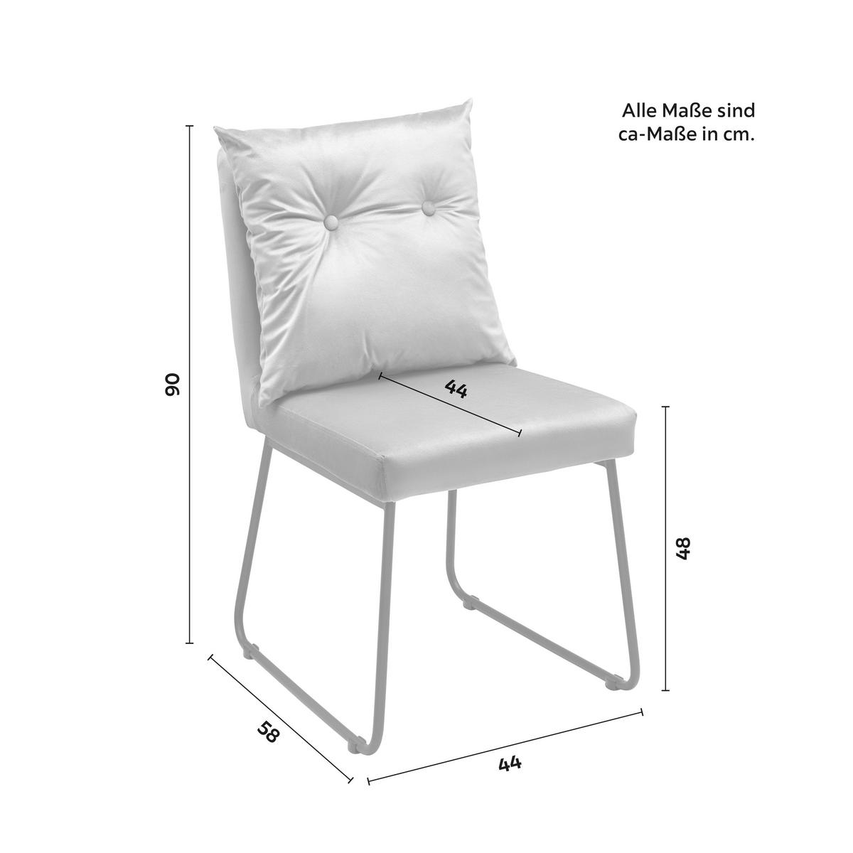 Stolička zo zamatu Bono sivá - čierna/sivá, Modern, kov/drevo (44/90/58cm) - Bessagi Home