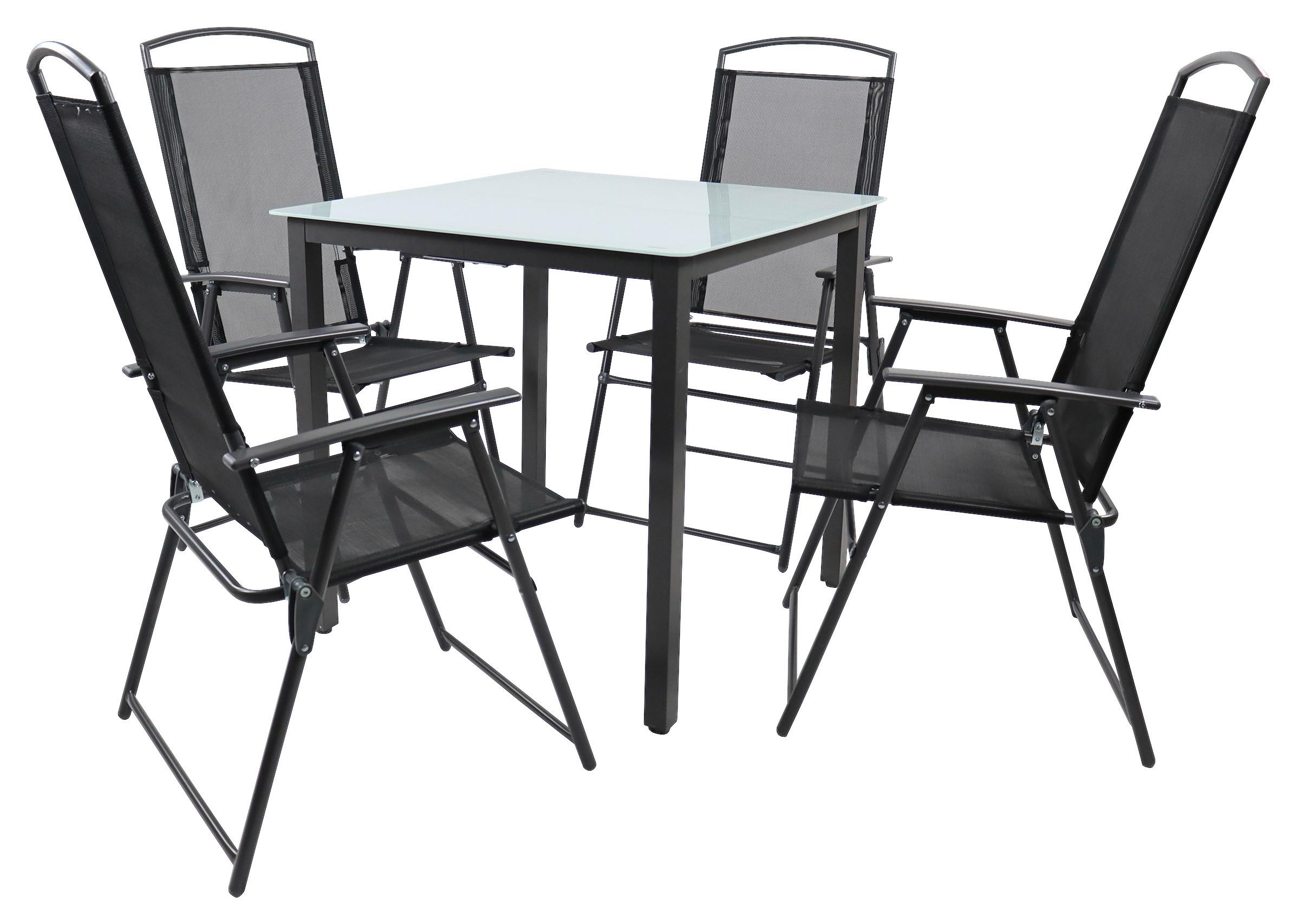 Gartentischgruppe 918151 5-teilig Anthrazit - Anthrazit, Basics, Glas/Textil - Ambia Garden
