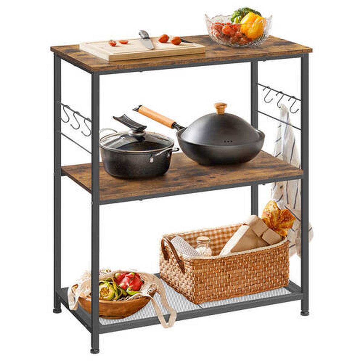 Kücheninsel Vasagle Braun, Schwarz, 80x90x40 cm - Schwarz/Braun, Basics, Holzwerkstoff/Metall (80/90/40cm) - Boxxx