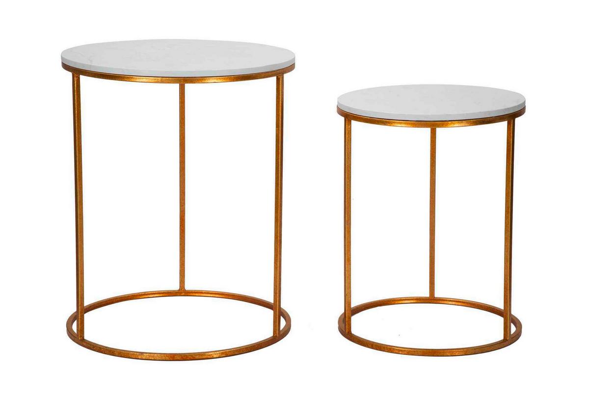 Couchtisch Marble Couple Goldfarben, Weiß B: 63 Cm - Goldfarben/Weiß, Basics, Stein/Metall (63/52/52cm)