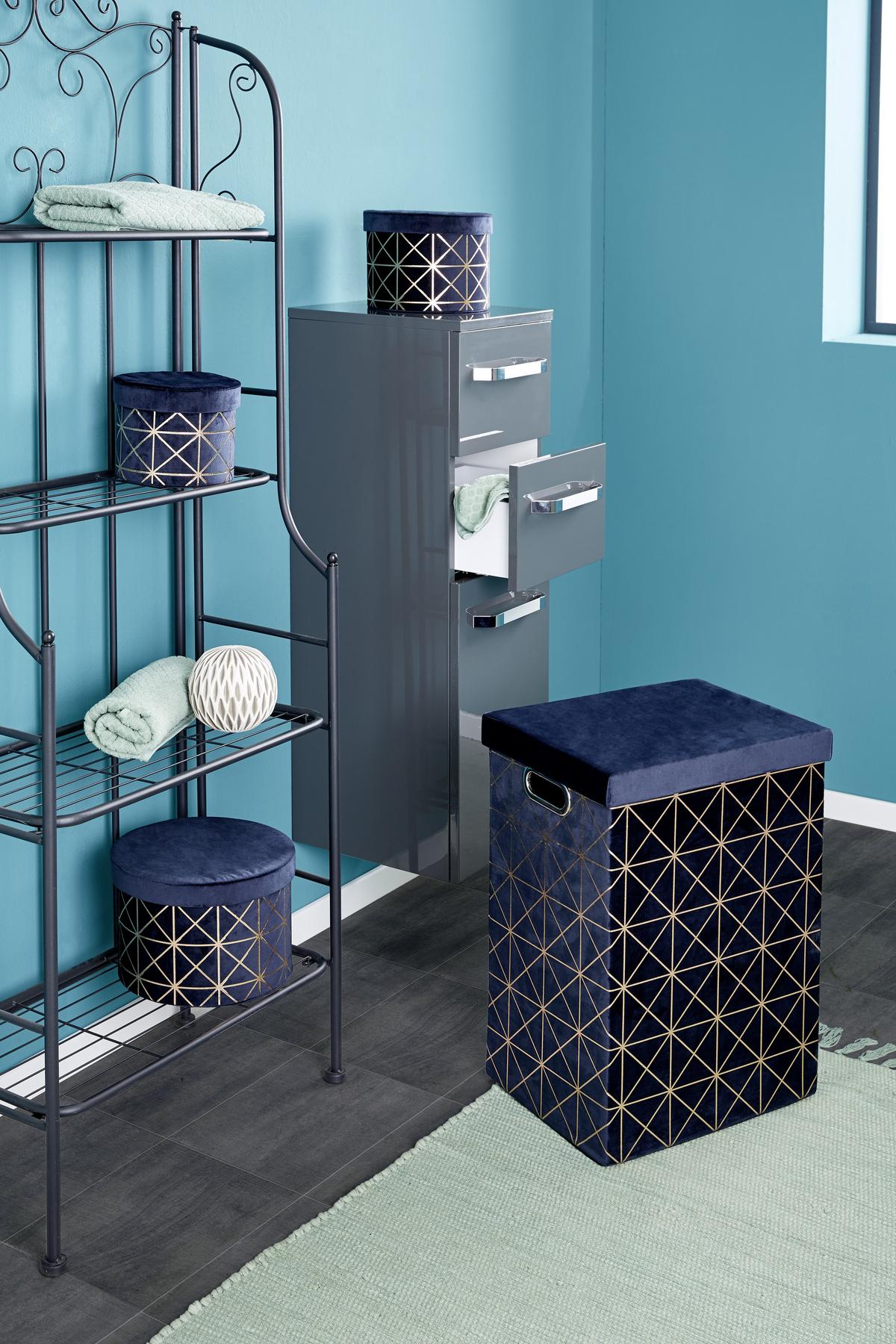 WÄSCHETONNE Pandora 50 Liter - Goldfarben/Dunkelblau, MODERN, Karton/Textil (39/54/29cm) - Luca Bessoni