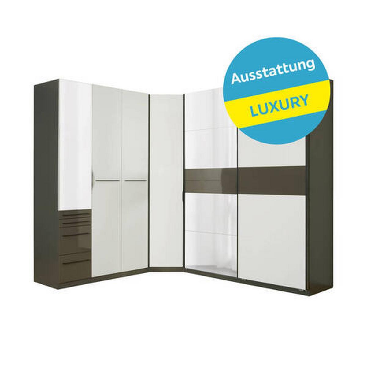 Eckschrank Mit Spiegel B: 225cm Ondega Anthrazit/weiß - KONVENTIONELL (225/242,2/319cm) - Ondega