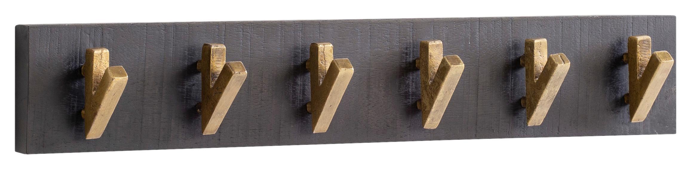 Nástenný vešiak mangové drevo/zlatá - čierna, Lifestyle, drevo (60/10/8cm) - MID.YOU
