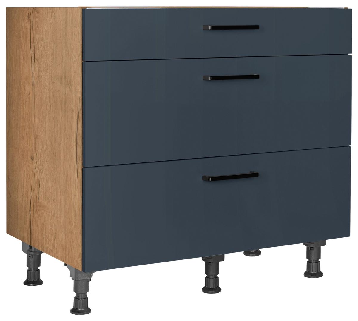 Kochfeldumbauschrank Easytouch - Blau/Eichefarben, MODERN, Holzwerkstoff (90,0/87,0/56,0cm) - Nobilia