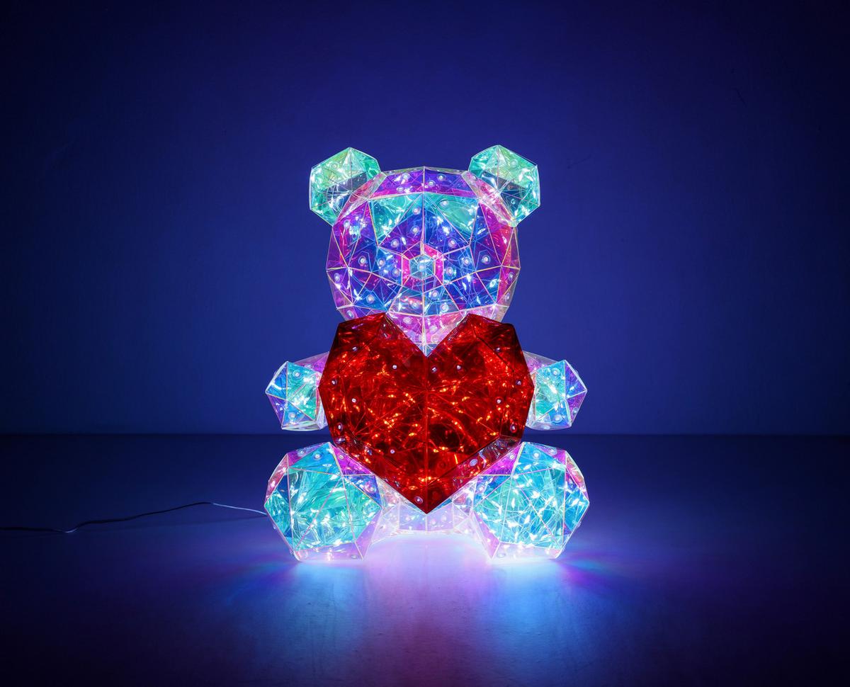 LED-Dekoleuchte Teddy Multicolor - Transparent/Rot, MODERN, Kunststoff (23/19/30cm) - BUNINO