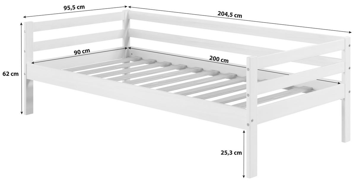 Ágykeret Cozy 90/200 Cm - natúr/fehér, Basics, fa (204,5/62/95,5cm) - MID.YOU