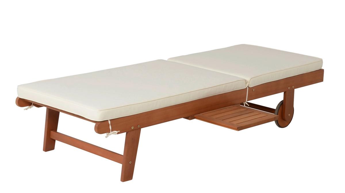 Sonnenliege San Diego - Beige/Braun, Basics, Holz/Textil (64/89/83cm) - Gardenson