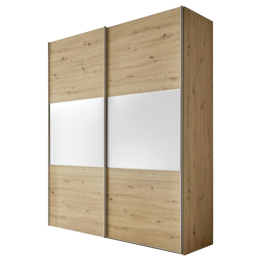 Schwebetürenschrank B: 167 cm Includo, Artisan Eiche/Weiß