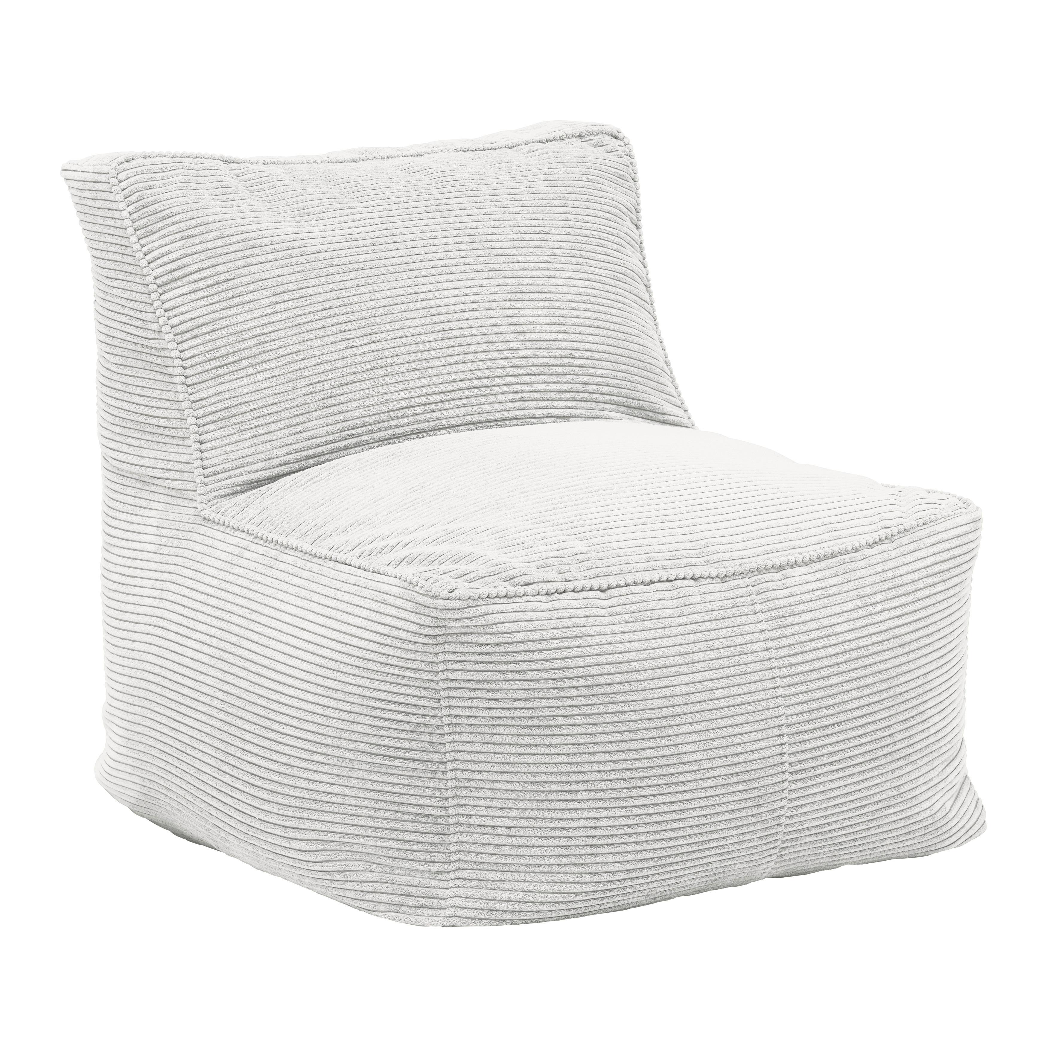 Sedací vak CAROLINE, bílý manšestr, max. 90 kg - bílá, Moderní, textil (75/84/88cm) - Mömax