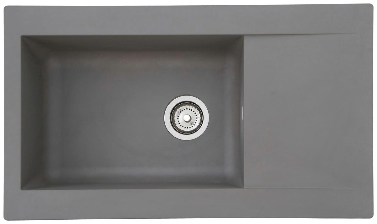 Spüle Respekta Denver Kunststein Bxt: 86x50 cm - Grau, Trend, Glas/Kunststoff (86/20/50cm) - Respekta