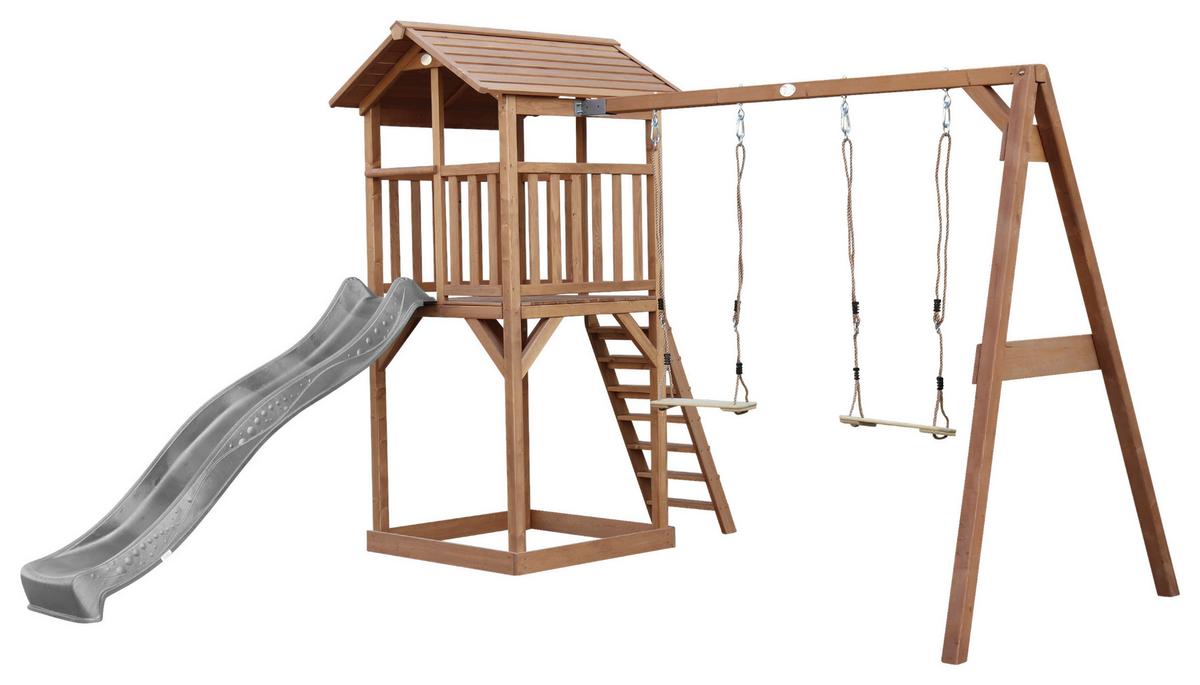 Spielturm A025.122.80 - Braun/Grau, KONVENTIONELL, Holz/Kunststoff (356,6/241,9/349cm) - Ambia Garden