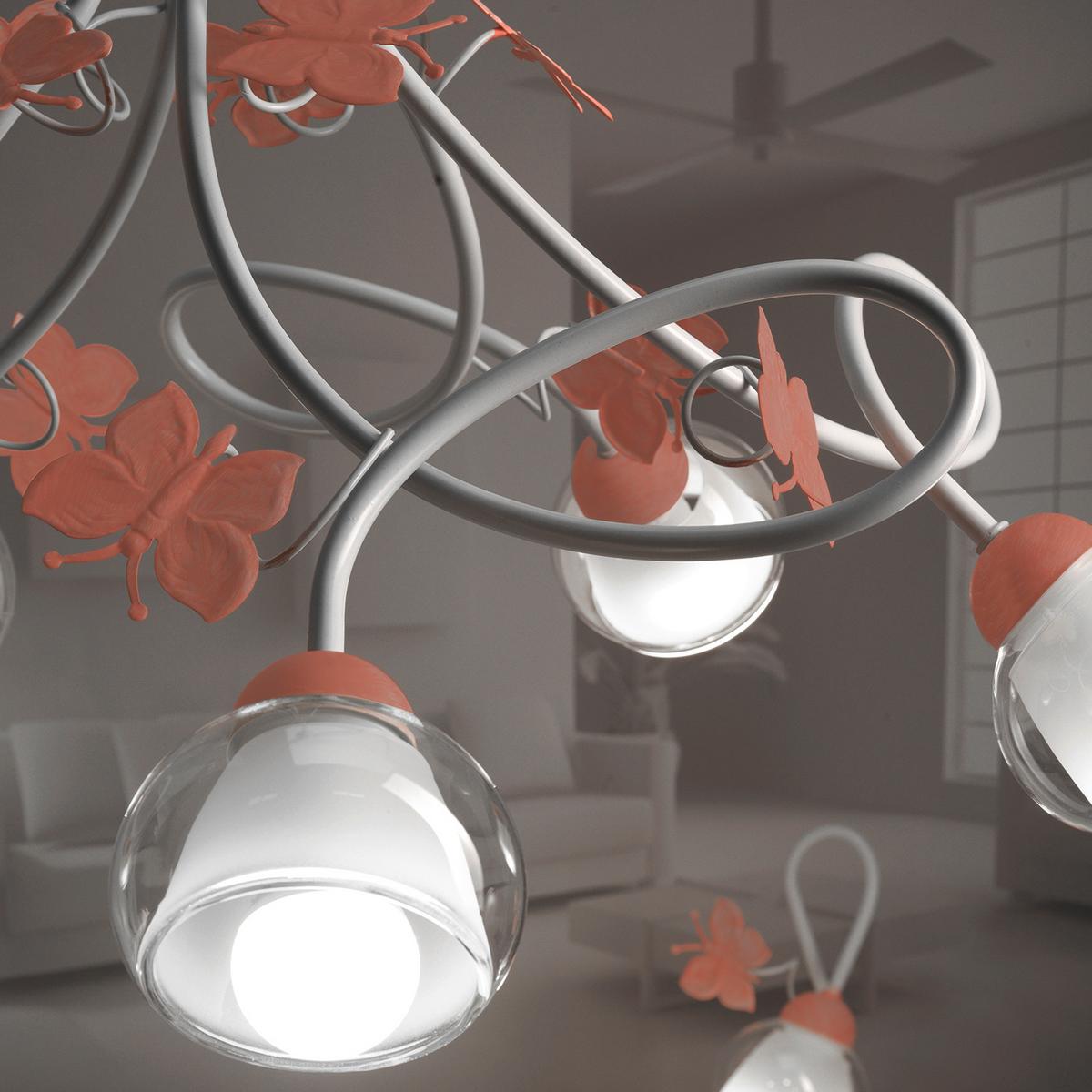 Kinderhängeleuchte 4924/5 - Pink/Weiß, Basics, Glas/Metall (70/80cm)