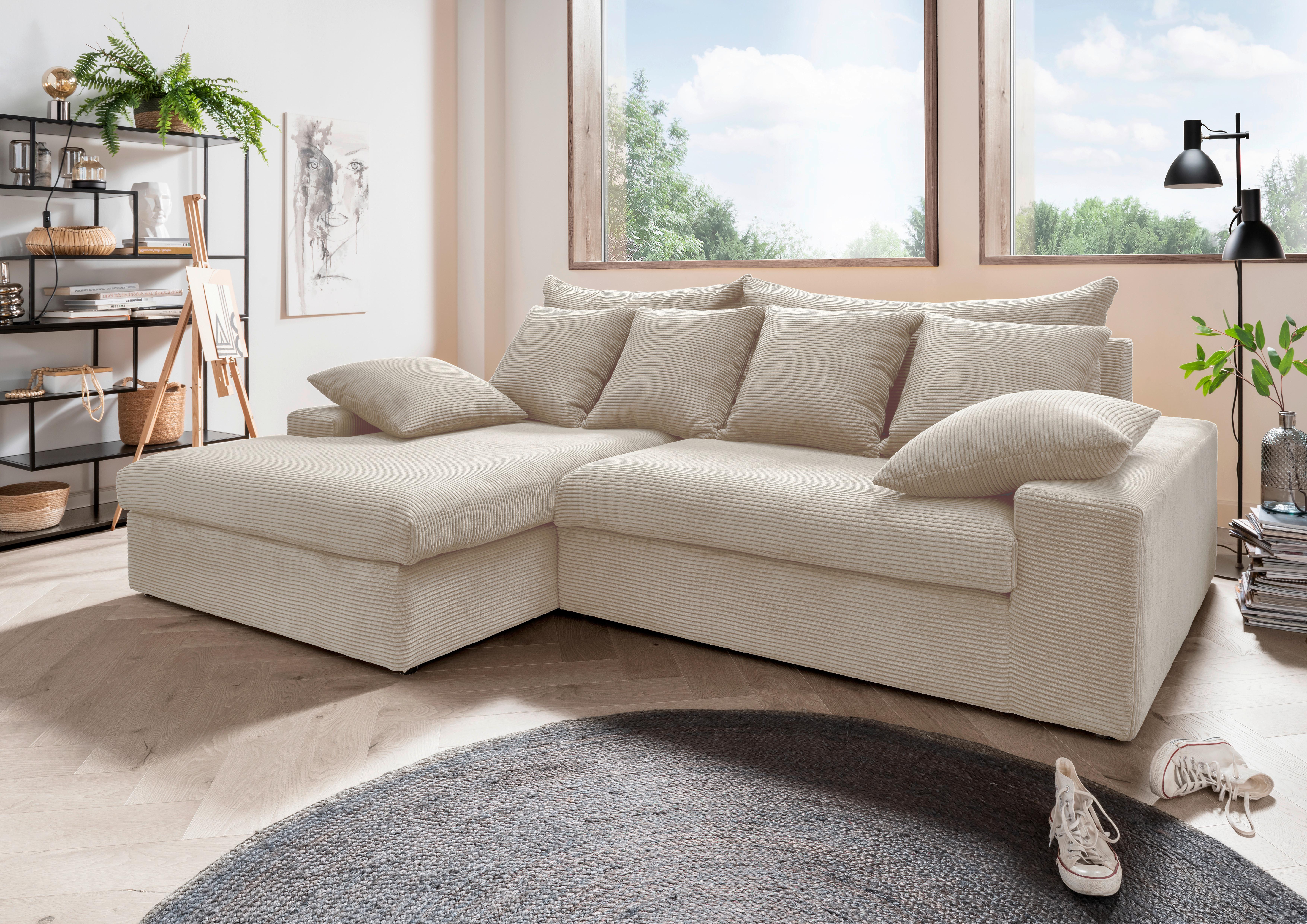 Ecksofa Avellino Beige S: 200/278 cm - Beige/Schwarz, MODERN, Textil (200/278cm) - Livetastic