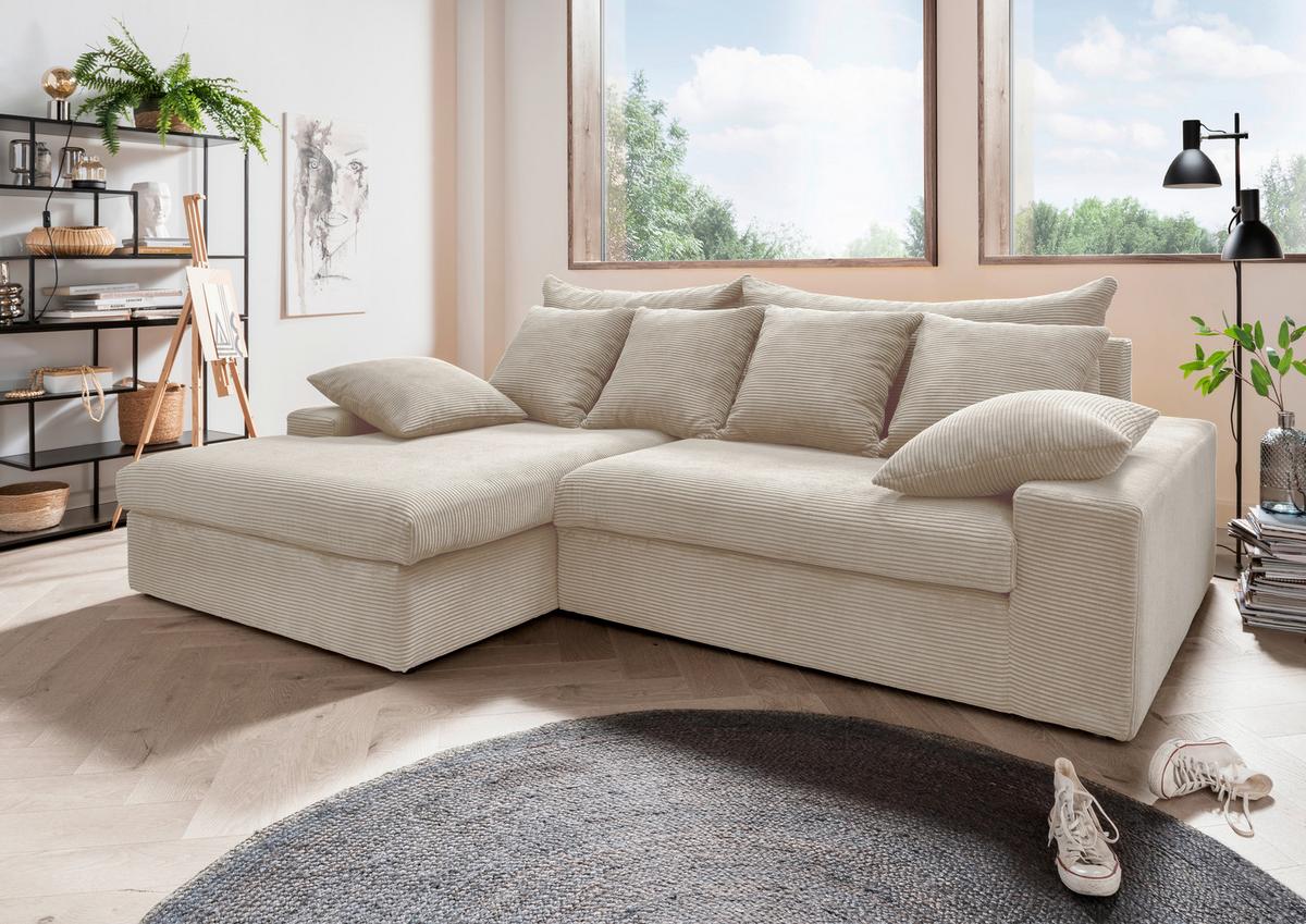 Ecksofa Avellino Beige S: 200/278 Cm - Beige/Schwarz, MODERN, Textil (200/278cm) - Livetastic