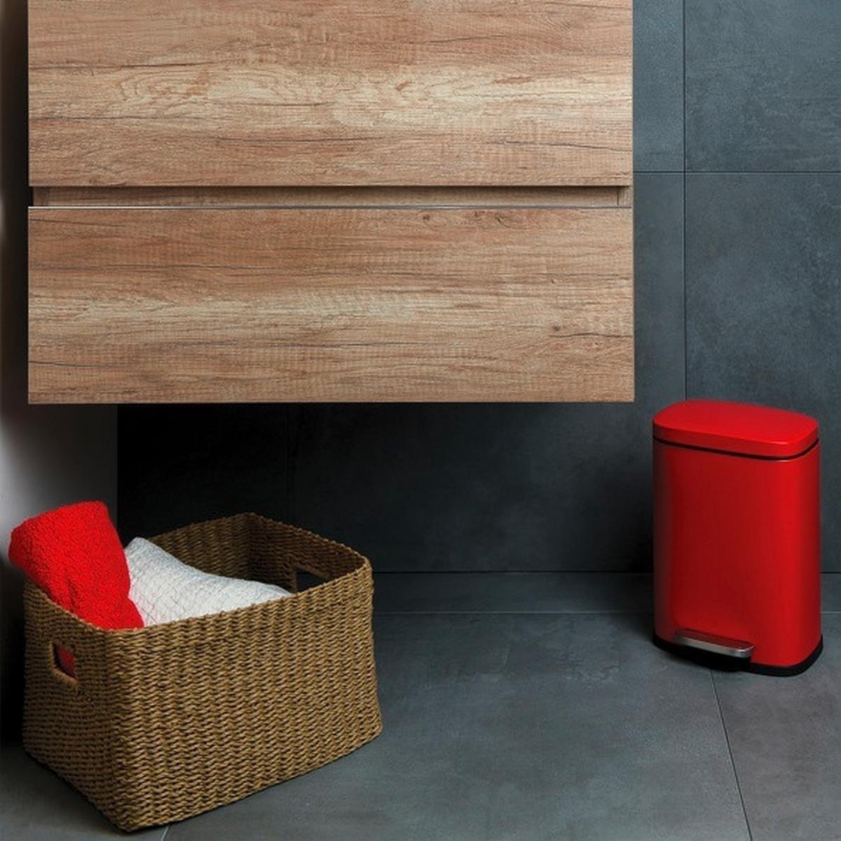 Treteimer Akira 5l Rot Metall Lxbxh: 21,4x17,6x30 Cm - Rot/Schwarz, Basics, Kunststoff/Metall (21,4/17,6/30cm)
