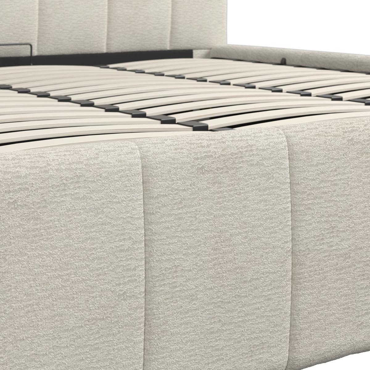 Čalouněná postel KAIA 180x200 cm, béžová - černá/přírodní barvy, Moderní, kov/dřevo (180/200cm) - Bessagi Home